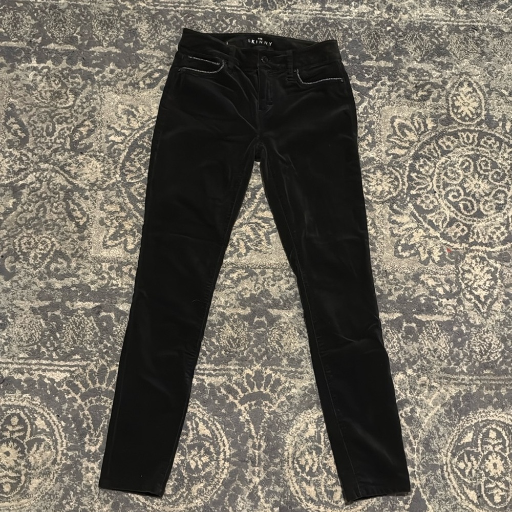 White House Black Market Mid-rise Velvet Black Skinny Jeans Size 2 - Picture 2 of 10